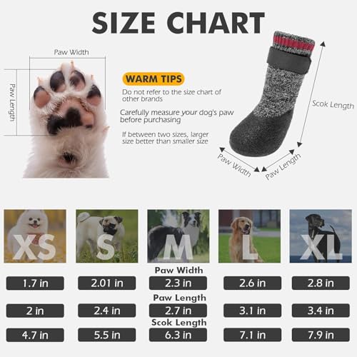 Image of Mihachi Dog Socks Rubber Sole Paw Protectors with Straps Traction Control Anti-Slip Waterproof Boots Winter Paw Protectors, Black L