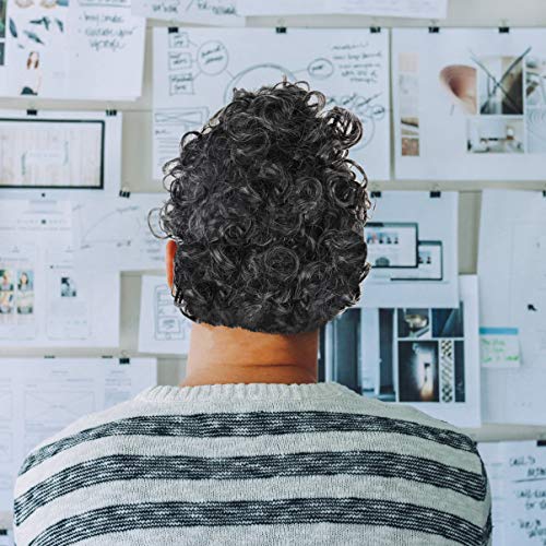 STOBOK Encaracolado Peruca Fofa VovÃ³ Peruca Cabelo SintÃ©tico Cinza Branco Cosplay Party Dress Masq