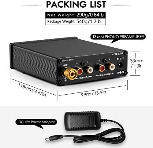 Nobsound HiFi MM Phono Stage Preamp RIAA Record Player Preamplifier Turntable Amplifier