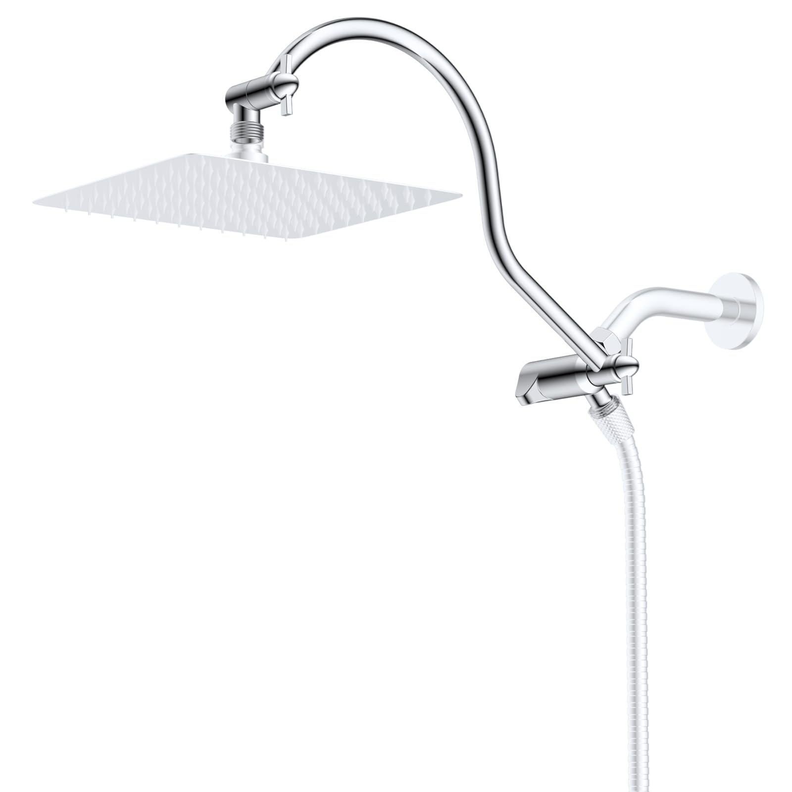 11 Inch Shower Extension Arm With 3-Way Diverter Valve - G1/2 Universal Thread Chrome