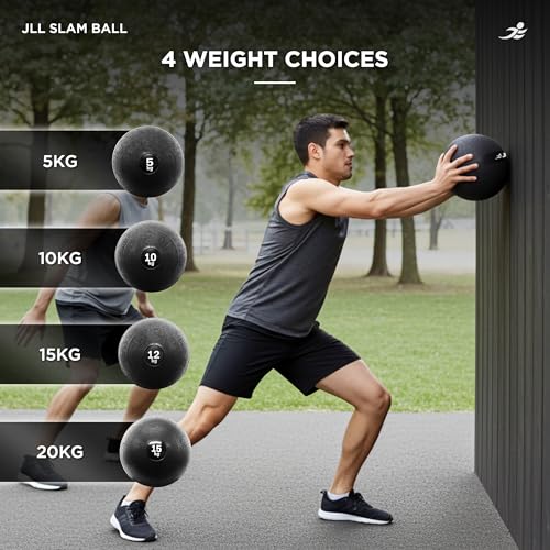 JLL® Slam Ball - (12kg) No Bounce, Heavy Duty Rubber, Available in 5kg, 10kg, 12kg & 15kg - Ideal for Cross Fit, Core Workouts, Strength Training, HIIT Workouts - Image 3