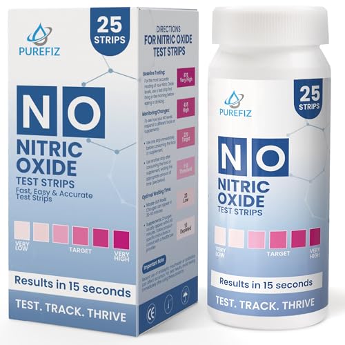 Nitric Oxide Test Strips (25 Pack) Easy-to-Use Saliva Test for Nitric Oxide Levels | Results in 15 Seconds | Track the Effects of NO Supplements | Support Energy Circulation & Natural Wellness