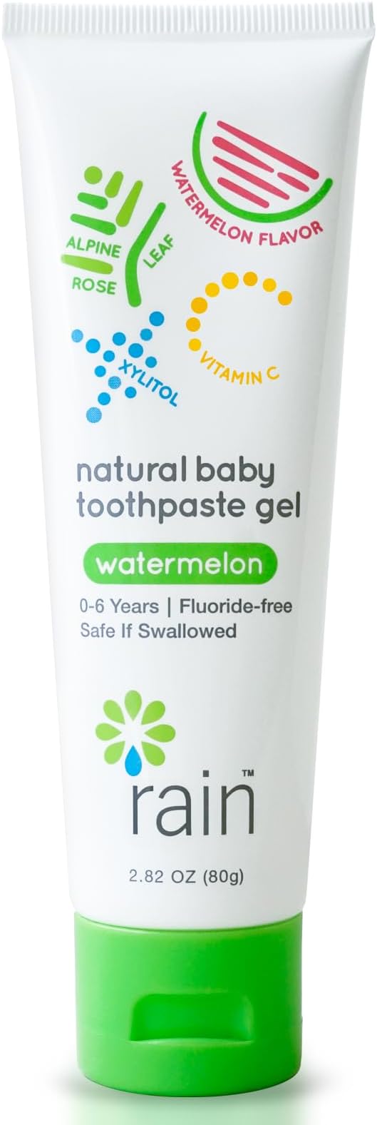 Rain Natural Baby Toothpaste Gel for 0-6 Yrs Fluoride-free and Safe to Swallow Contains Vitamin C by Rain Natural Products