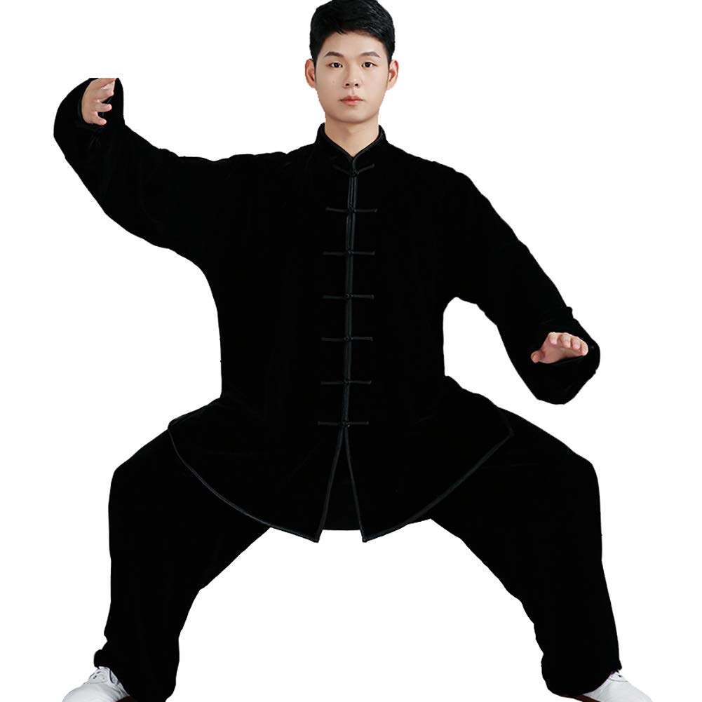 Unisex Ropa De Tai Chi Tang Traje de Artes Marciales Kung Fu Uniformes Disfraces Manga Larga Tops y Pantalones Adecuado para Primavera Otoño e Invierno