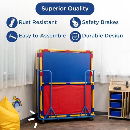 Children’s Factory Universal Cart Organizer, Mobile Nap Mats & Soft Play Equipment Storage, Teaching Rolling Cart for Sleeping Mats - Thumbnail 4