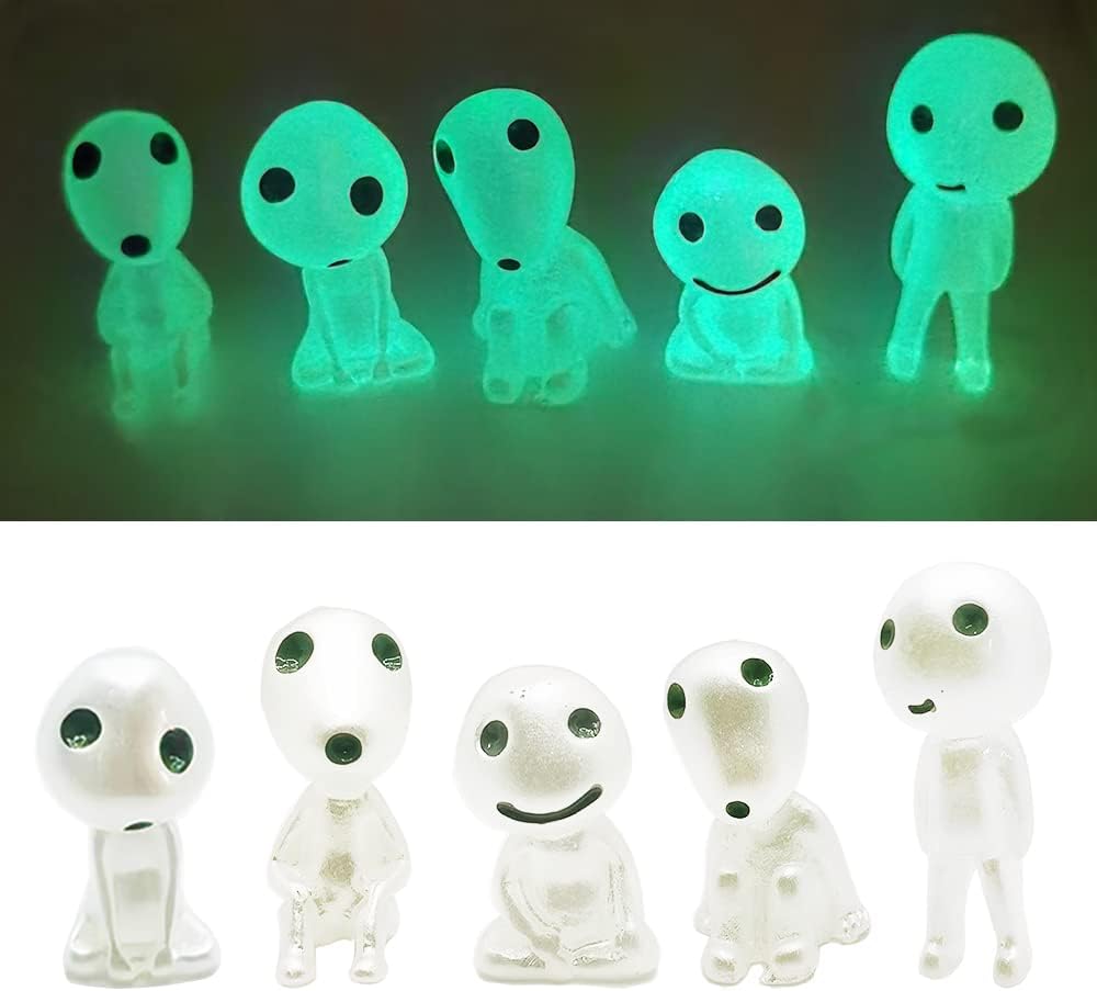 5 Pcs Luminous Tree Elves Spirit Gardening Potted Decoration Micro Landscape Figures Ornament Fluorescent Green