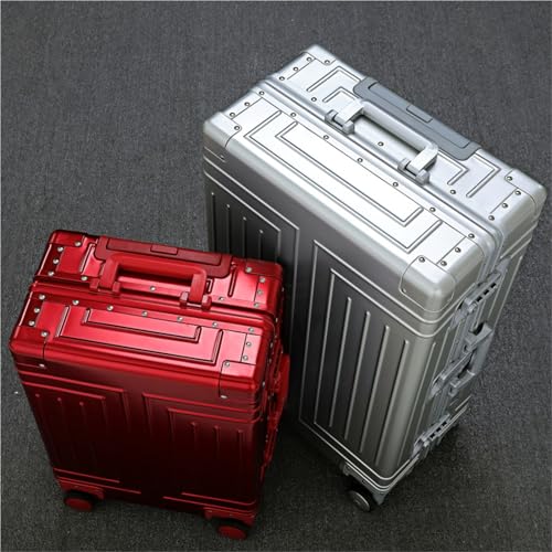 Suitcase All-Aluminum Magnesium Alloy Suitcase Trolley Case Aluminum Frame Anti-Fall Silent Universal Wheel Suitcase Suitcases Large(Color:Silver)4