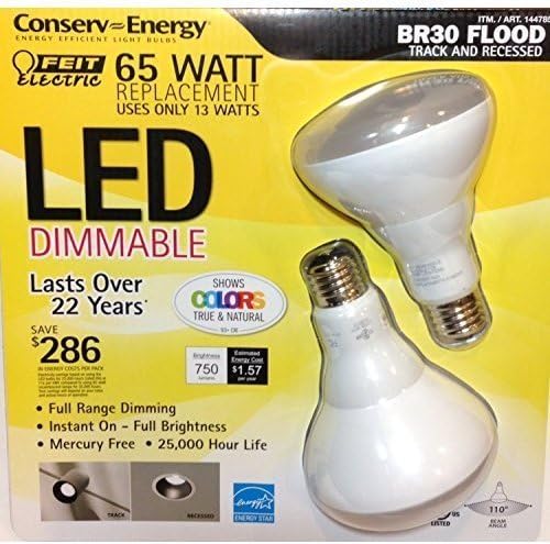 65 Watt LED BR30 Flood Track and Recessed Pack of (2) Feit Electric