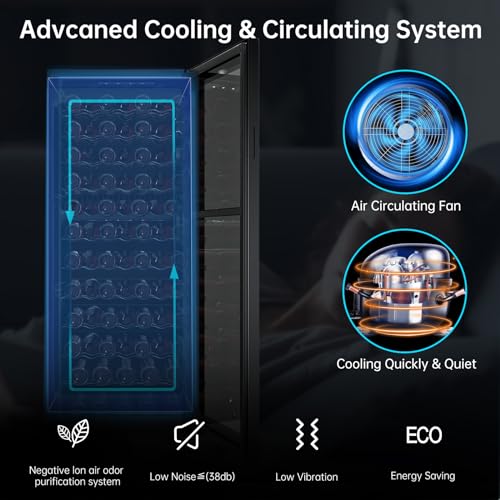 Image of KingChii 80 Bottle Wine Cooler Refrigerator - Dual Zone Wine Fridge with Intelligent Digital Control, Low Noise Operation, Freestanding Wine Refrigerator for Home and Kitchen