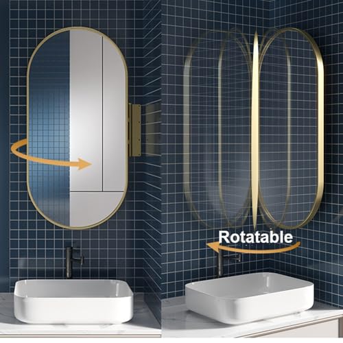 Espejo de baño ovalado giratorio con marco de aluminio moderno 3