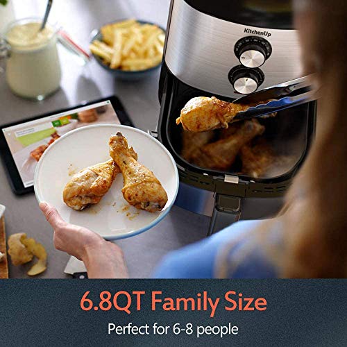 Kitchenup 6.8 Quarts Air Fryer Oven, 1700W Oilless Cooker With Detachable Dishwasher Safe Basket And Easy Use Knobs For Roasting, Air Frying, Reheating And Dehydrating, Xl #TOP1