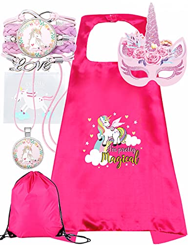 Unicorn Princess Capes Cloaks with Masks for Girls, Gift Set in a Magical Surprise Box