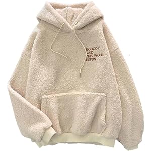 Hoodie Damen Kapuzenpullover Teddy-Fleece Pullover Mit Kapuze Kordelzug Plüsch Hoodie Damen Einfarbige Kapuzen Pullis Mit Tasche Herbst Winter Warm Langarm Sweatshirt Casual Langarmshirt Sweatjacke