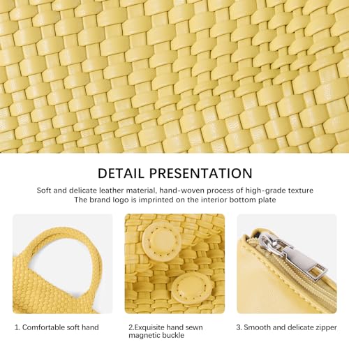 Image of Woven Tote Bag Womens Purse Vegan Leather Shoulder Handbags Fashion Summer Beach Tote Bags Large Travel Totes