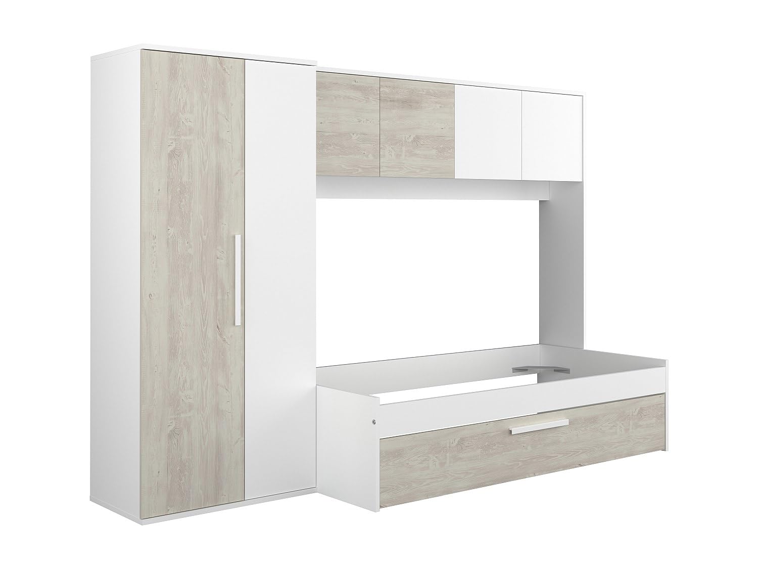 Indomita Cameretta a Ponte con Letto Estraibile Bianco e Bianco Consumato 6006 Reversibile