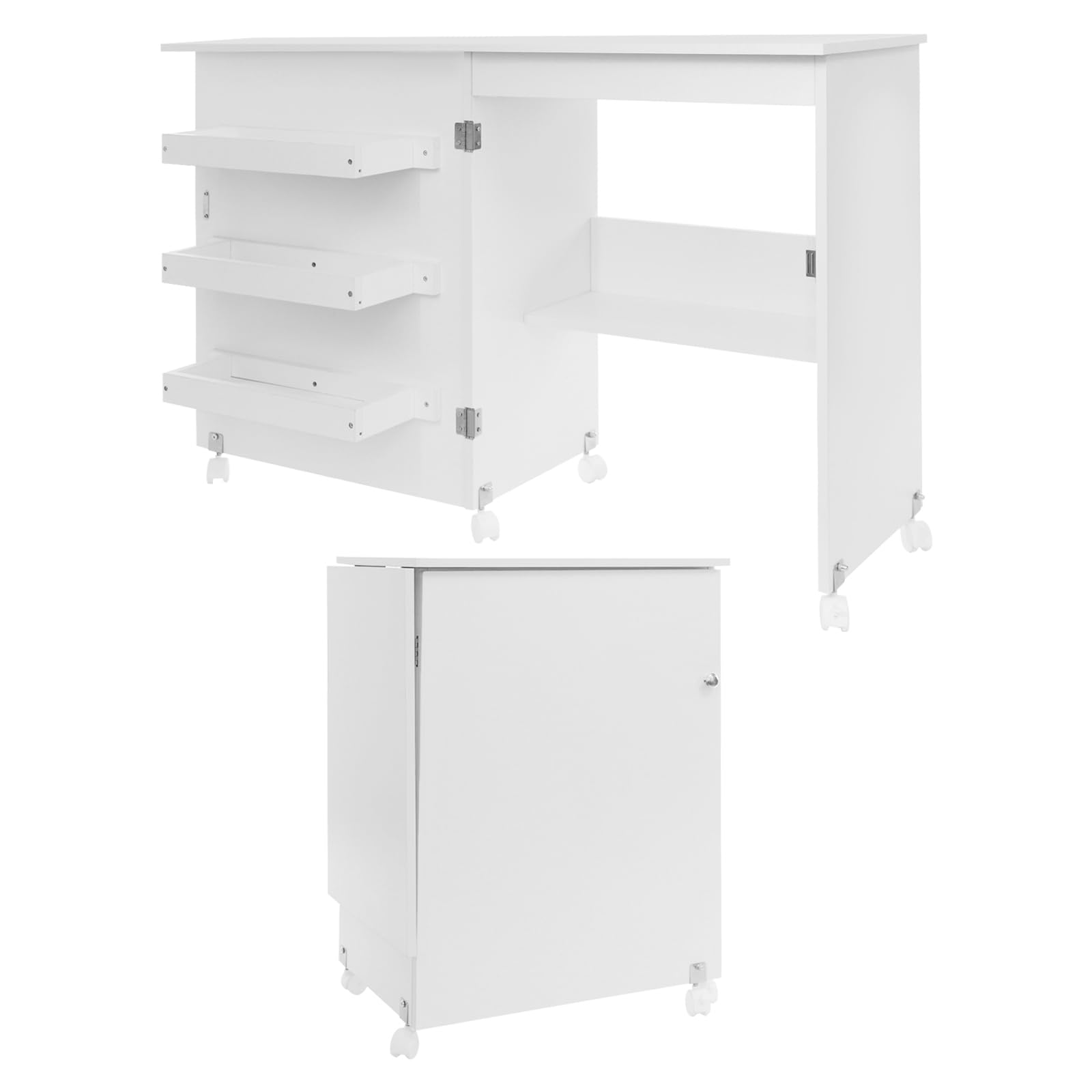 Mesa plegable para máquina de coser 2 en 1, mesa de coser plegable, mesa multiusos con 5 ruedas, para estudios y talleres