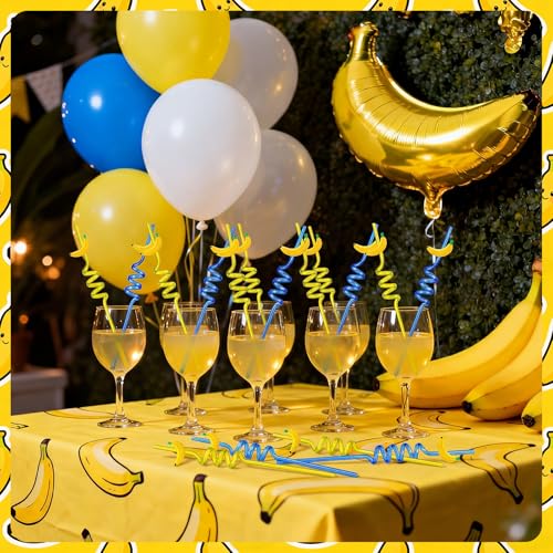 Pitillos decorativos temáticos banana 24 piezas miniatura 3