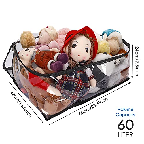 Sghuo Clear Zippered Storage Bag, Plastic Vinyl Clear Storage Bag For Blanket Clothes, Comforter, Bedding, Moving Bag With Zipper And Reinforced Handle (4Pcs) #TOP6