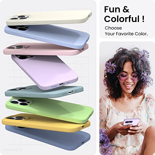 Ornarto Compatible With Iphone 14 Pro Case 6.1, Slim Liquid Silicone 3 Layers Full Covered Soft Gel Rubber Phone Case Protective Cover With Microfiber Lining 6.1 Inch-Pastel Lilac #TOP3