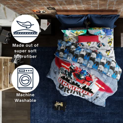 Franco Transformers Battle In Brooklyn Optimus Prime Kids Super Soft Comforter And Sheet Set With Sham, 4 Piece Twin Size, (Official Licensed Product) #TOP3
