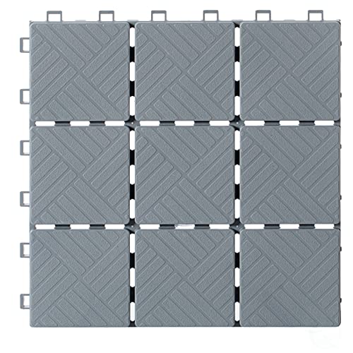 Gray Interlocking Garden Path Tiles Outdoor Flooring Decorative Floor Grass Paver, Pack of 5 -  Gardenised, QI004107.5