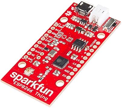 SparkFun ESP8266 Thing Development Board with WiFi, USB, 802.11b/g/n, 4MB Flash, LiPo Charger, FTDI USB-to-Serial, 3.3V Regulator, U.FL Connector, PCB Trace Antenna, Headers, On/Off Switch