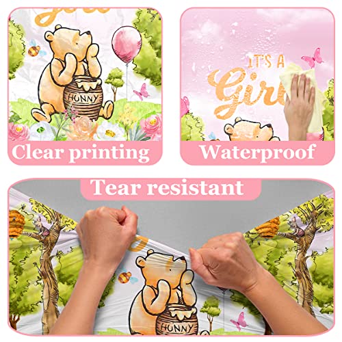 Gupesxu Baby Shower Decoration-3Pcs It's A Girl Bear Baby Shower Tablecloth,Pink Bear Disposable We Can Bearly Wait Table Covers For Girl Gender Reveal Baby Shower Party Supplies #TOP6
