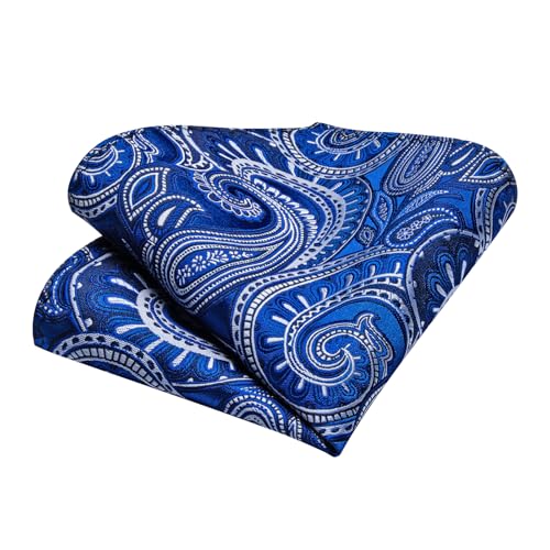 Image of DiBanGu Paisley Ties for Men Silk Necktie and Pocket Square Cufflinks Tie Clip Set Woven Classic Mens Tie for Wedding Party