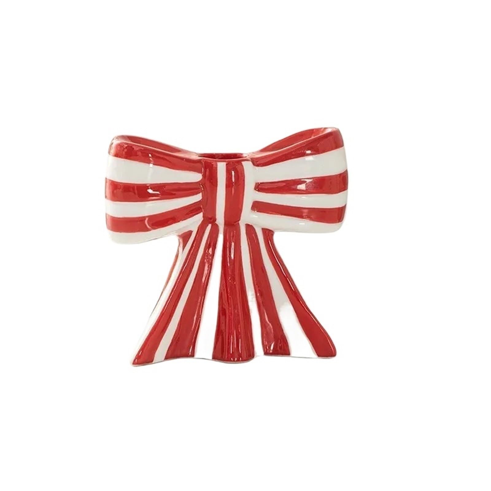 1Pair Bow Candle Holder Wedding Ceramic Candlestick Decoration Candlelight Dinner Atmosphere for Candle(Red)