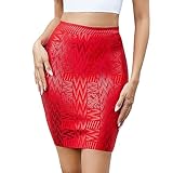 HQBORY Falda vendaje de cintura alta metálica de cuero, XS