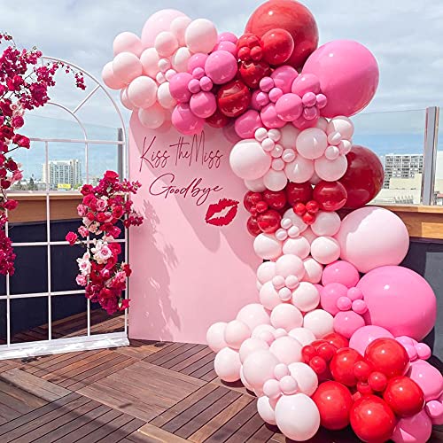 Winrayk 150Pcs Valentines Day Balloon Garland Arch Kit Pink Red Rose Red Balloons 18 10 5 for Women Girls Valentines Day Mothers Day Wedding Engagement Anniversary Party Decoration Supplies