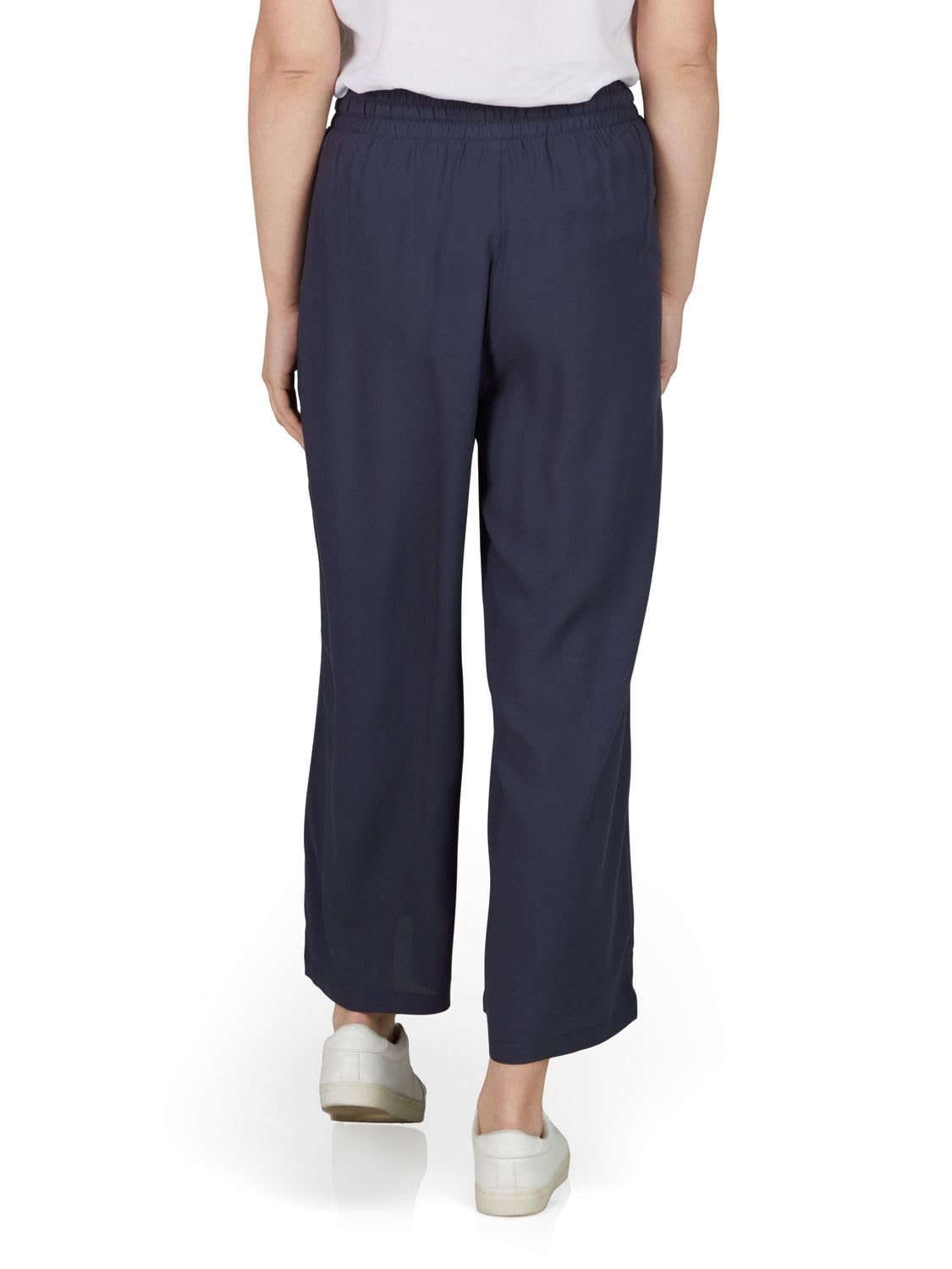 DENIMFY Palazzo - Pantaloni estivi da donna, vestibilità larga, taglia DFKate, pantaloni estivi leggeri, lunghezza alla caviglia, vita elasticizzata, tinta unita, motivo 100% viscosa, verde, bianco,