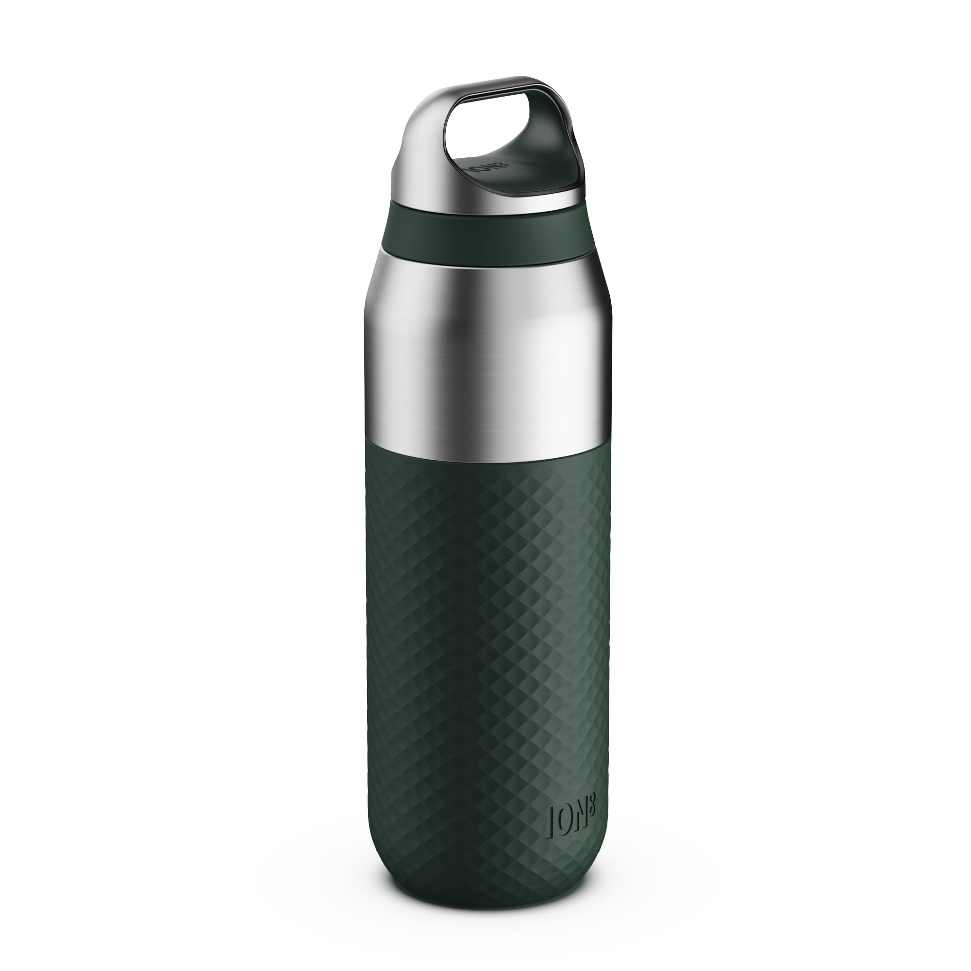 Ion8 Dark Green Primo Roam Insulated Water Bottle 485Ml (16Oz) – Leakproof Stainless Steel, Vacuum Insulated For Hot & Cold Drinks, Twist Lid, Dishwasher Safe,