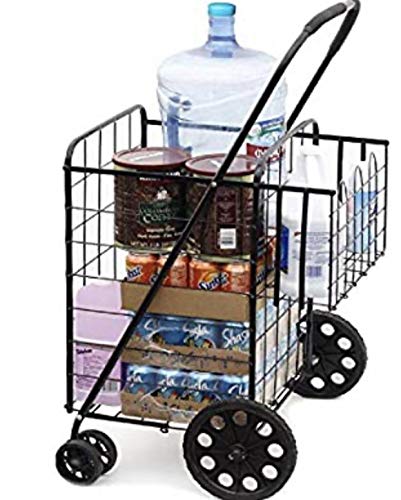MOD Complete MDC77037 JUMBO Portable Double Basket Heavy-Duty Folding Shopping Cart w/Front Swivel