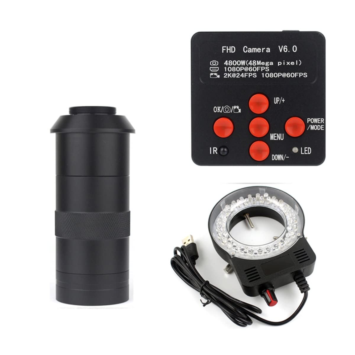 Microscope 2K 38MP 1080P HDMI USB Digital Video Microscope Camera 130X - 300X C-Mount Lens(100X)