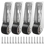 4 Pcs Gate Wheels for Wooden Gates with 16 Stainless Steel Screws, Furniture Castors, Rubber Quiet Fence Sliding Casters, Adjustable Height for Gate Gaps, Fits Fences, Tables, Furniture