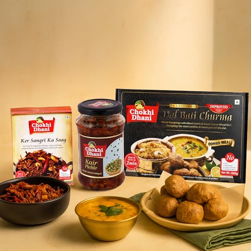 عبوة البهجة من تشوخي داني راجاستاني (كير سانجاري كا ساج + دال باتي تشورما + مخلل كير)