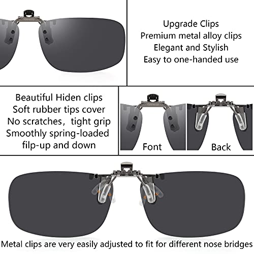 Image of CAXMAN Polarized Clip On Sunglasses Over Prescription Glasses for Men Women UV Protection