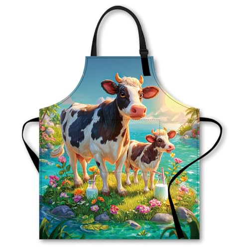 Image of Nuxovilar Decorative Kitchen Apron, 26.77x30.70 Inch Polyester Cooking Wearable Cover