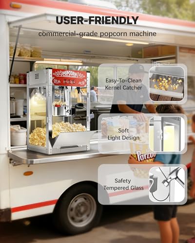 Image of 16 Oz Commercial Popcorn Machine, Large Countertop Popcorn Maker, 1440 W, Movie Theater Tabletop Pop Corn Machine with 3-Switch Control & Steel Frame Tempered Glass Doors, Red