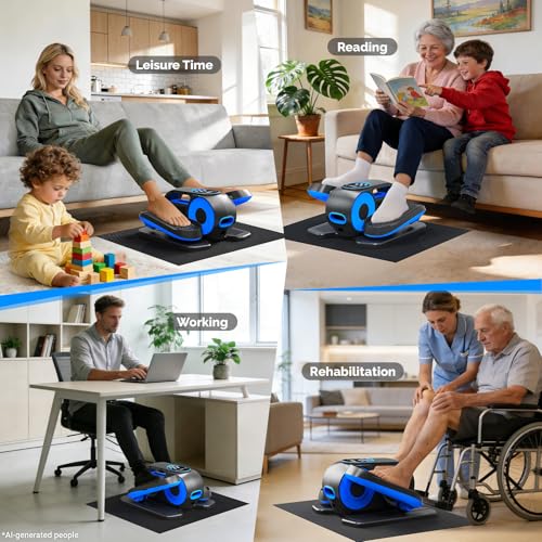 Image of Under Desk Elliptical Machine, 12 Speeds Leg Exerciser as Seen on TV with RF Remote Control for Seniors, Auto & HR Mode Quiet Portable Seated Pedal Exerciser for Home and Office