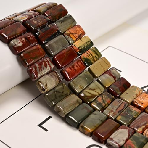 Land Long 20 Pcs 10x20mm Natural Red Creek Picasso Jasper