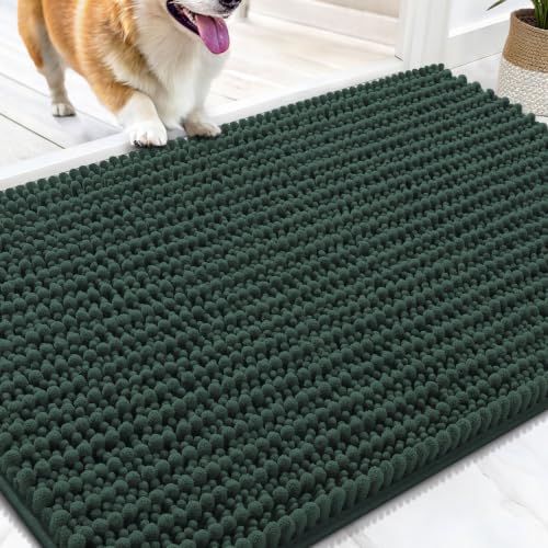 Image of OLANLY Dog Door Mat for Muddy Paws 30x20, Ultra-Absorbent Chenille Mud Mat