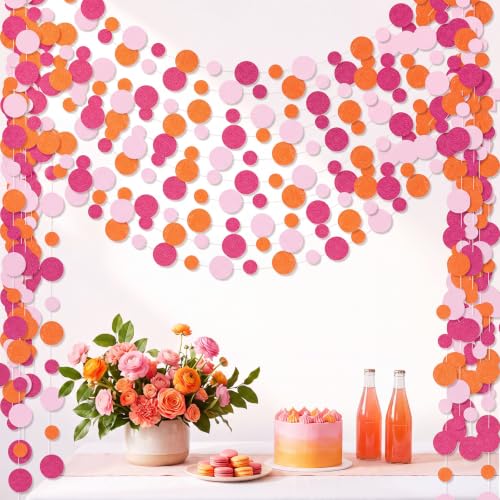 Image of Outus 10 Pieces Dot Garland Banner Hanging, Pink and Orange