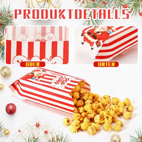 SEPGLITTER 200Pcs Christmas Popcorn Bags, Popcorn Box, Small Candy Paper Bags Party Box Machine Accessories for Bars Movie Nights - Image 5