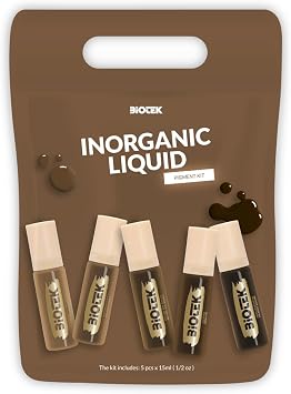 Inorganic Liquid Brow Pigment Kit for Permanent Makeup - Made in Italy - Set 5 Squeeze Bottle - Mimosa, Moscow Mule, Martini, Sex on The Beach, Cosmopolitan Color 5 Count, 0.50 fl.oz. Each