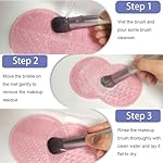 2 Pcs Makeup Brush Cleaning Mat, Silicone Makeup Brush Cleaner with Back Suction Cups(Green and Pink) - Image 5