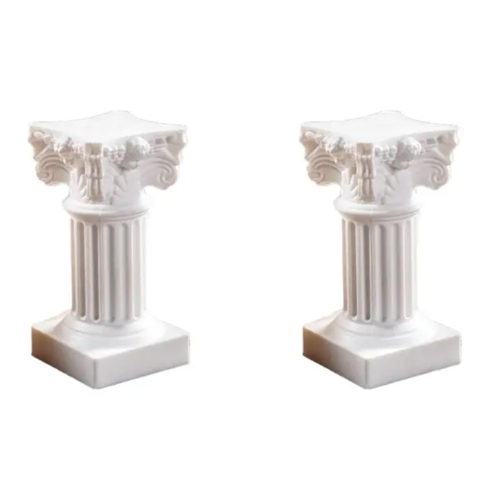 2-Pack European Column Candlesticks, Handicraft Candle Holder for Photography & Background Props(Wei�)