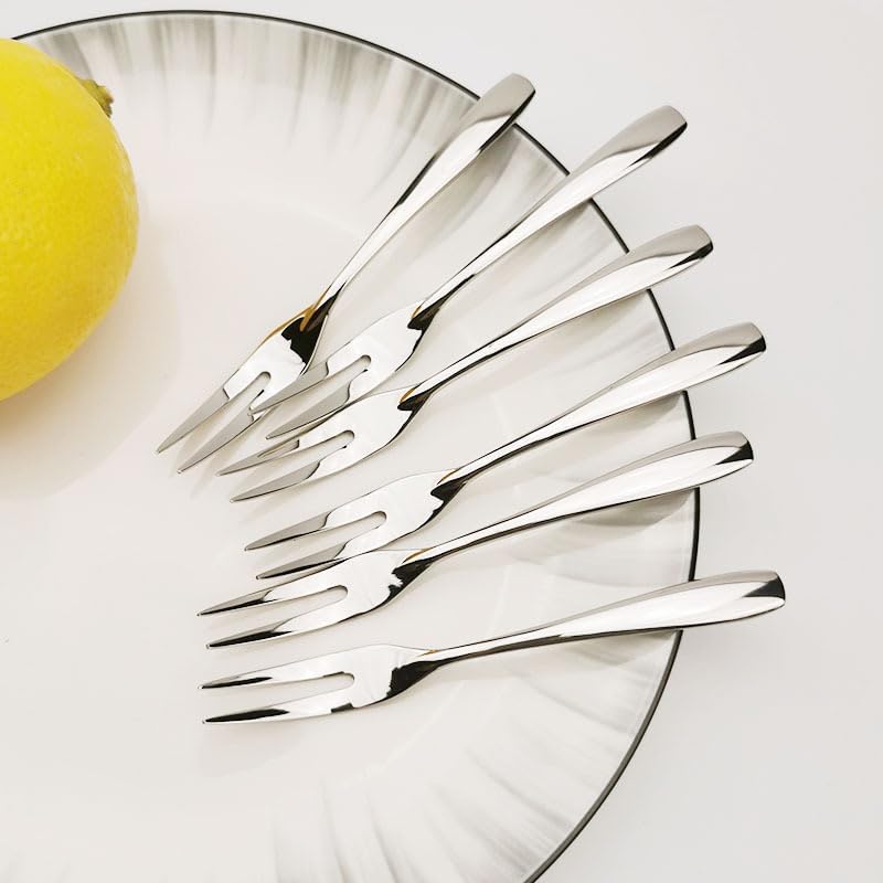 Flatware Silverware Set, 6/24/36/48/60/72 Pieces 304 Stainless Steel Fruit Fork, Dessert Fork, Cake Fork, Creative Fork, Dessert Fork, Fruit Fork, Tableware Cutlery Set (Color : Silver, Siz