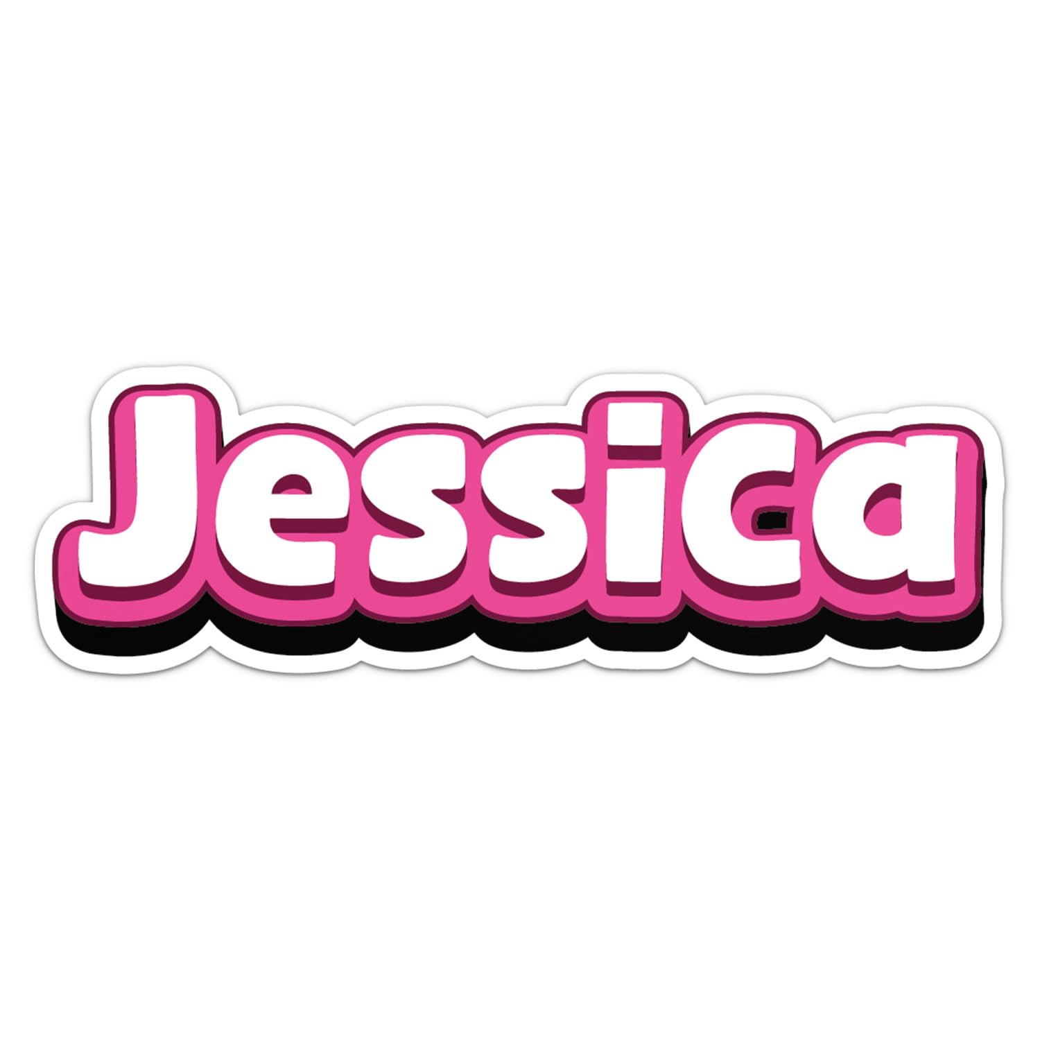 Jessica Name Sticker - Waterproof Vinyl Decal for Car Bumper, Water Bottle Laptop Luggage Bike Phone Cases Wall Window, Sticker - 8'' Longer Side
